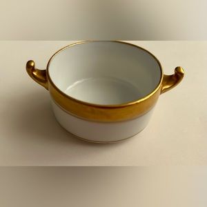 Limoges Miniature Serving Dish made in France 24k Gold Trim Design Hand Painted